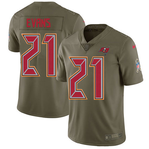 Nike Buccaneers #21 Justin Evans Olive Men's Stitched NFL Limited Salute to Service Jersey